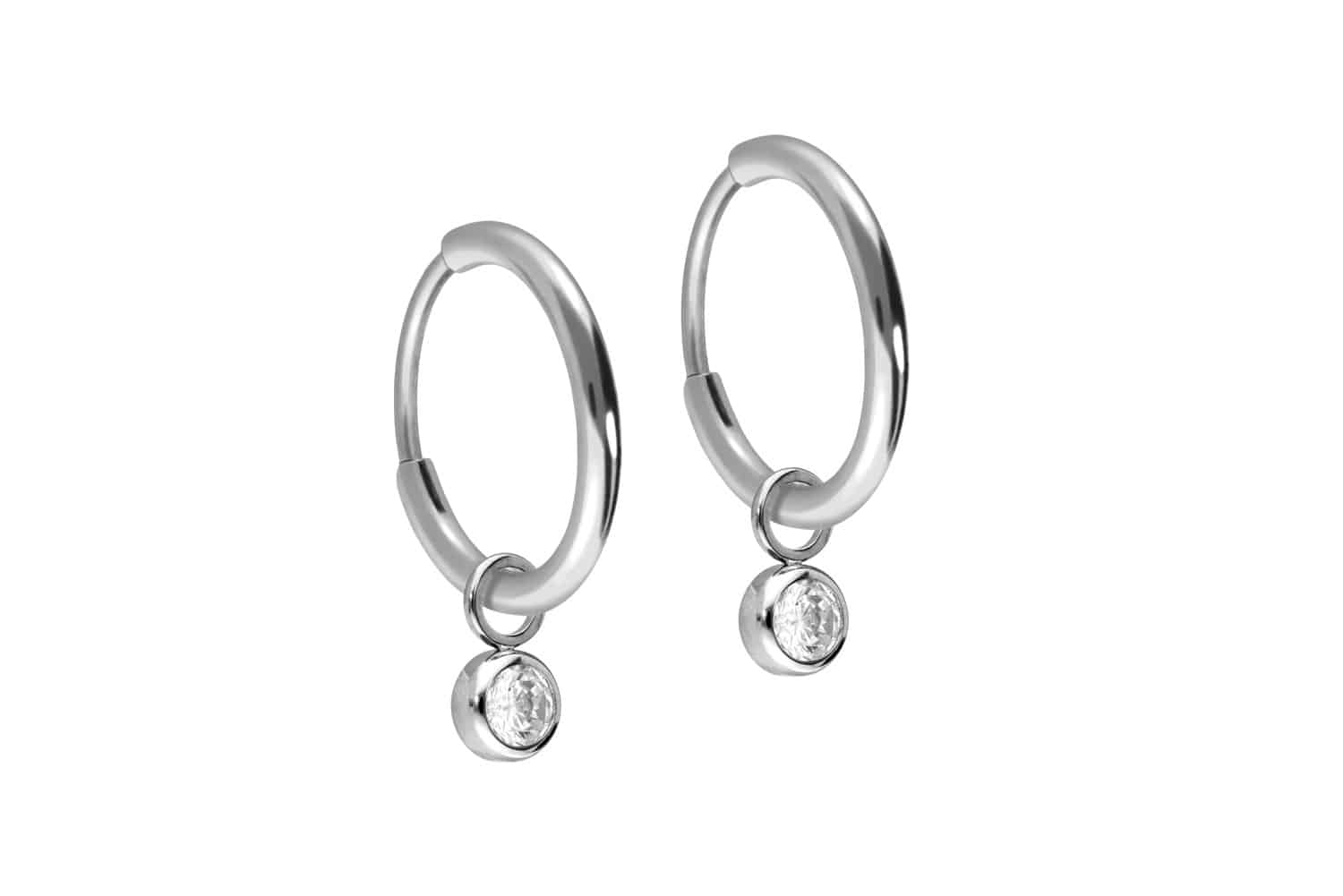 Titan Ohrclicker Creolen RUNDER KRISTALL von Piercingline